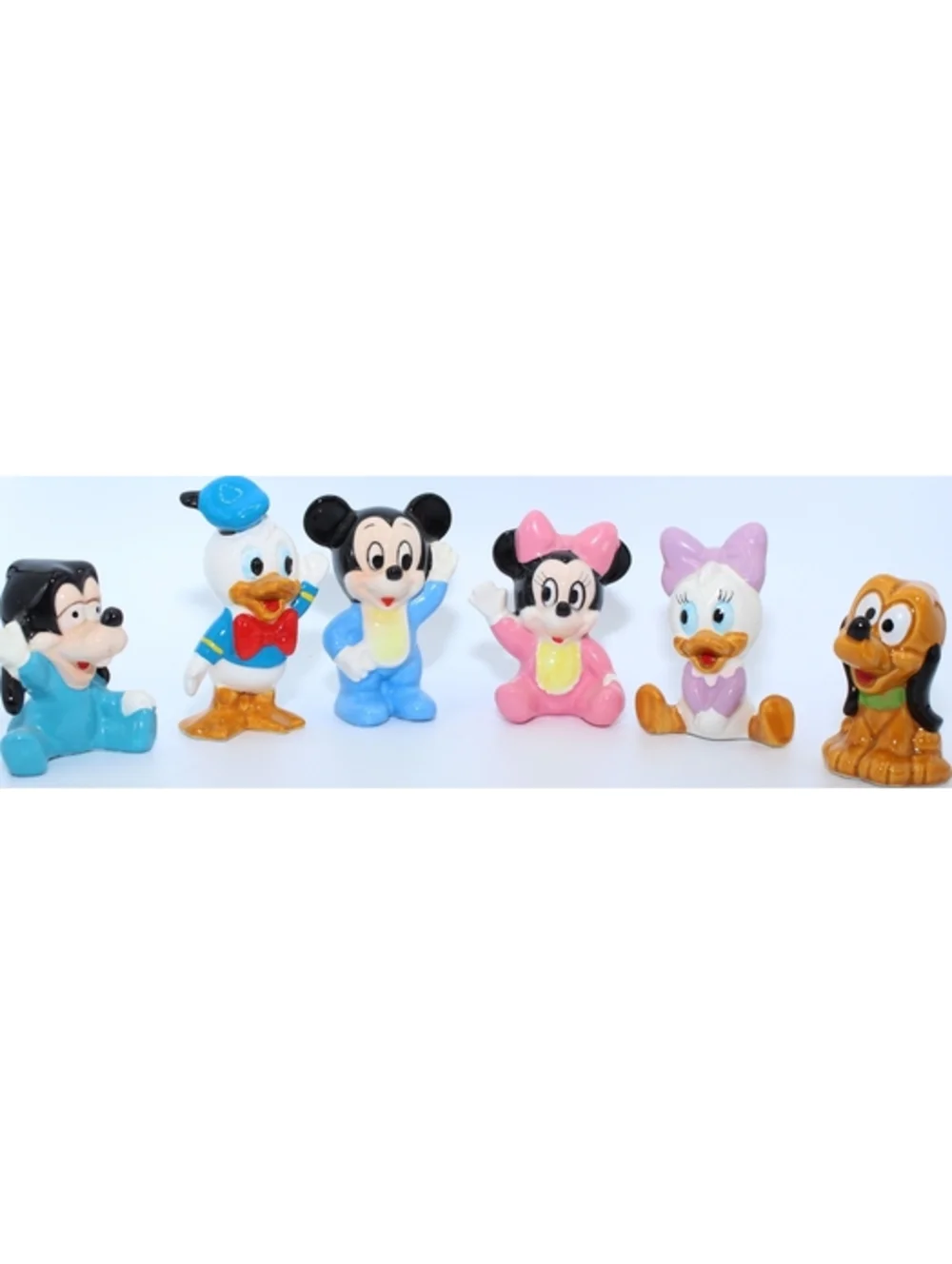 Vintage Disney Japan Porcelain Figurines Lot of 6 Baby Mickey Minnie Goofy Pluto